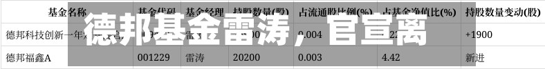 德邦基金雷涛，官宣离职-第2张图片