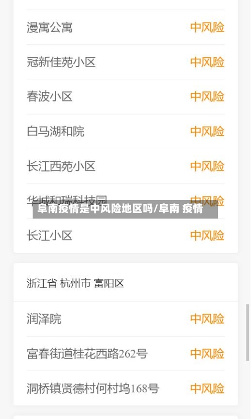 阜南疫情是中风险地区吗/阜南 疫情
