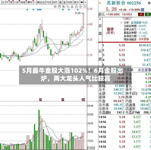 5月最牛金股大涨102%！6月金股出炉，两大龙头人气比较高