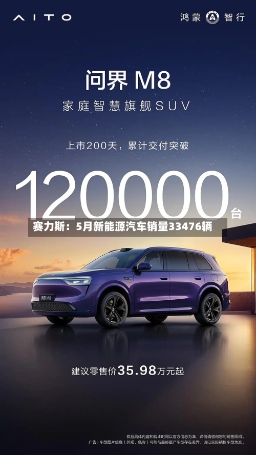 赛力斯：5月新能源汽车销量33476辆