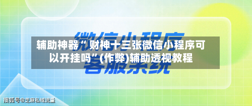 辅助神器“ 财神十三张微信小程序可以开挂吗	”(作弊)辅助透视教程-第2张图片