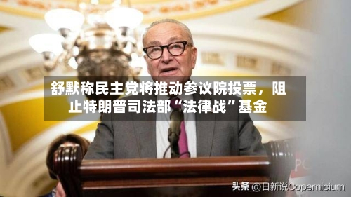 舒默称民主党将推动参议院投票，阻止特朗普司法部“法律战”基金